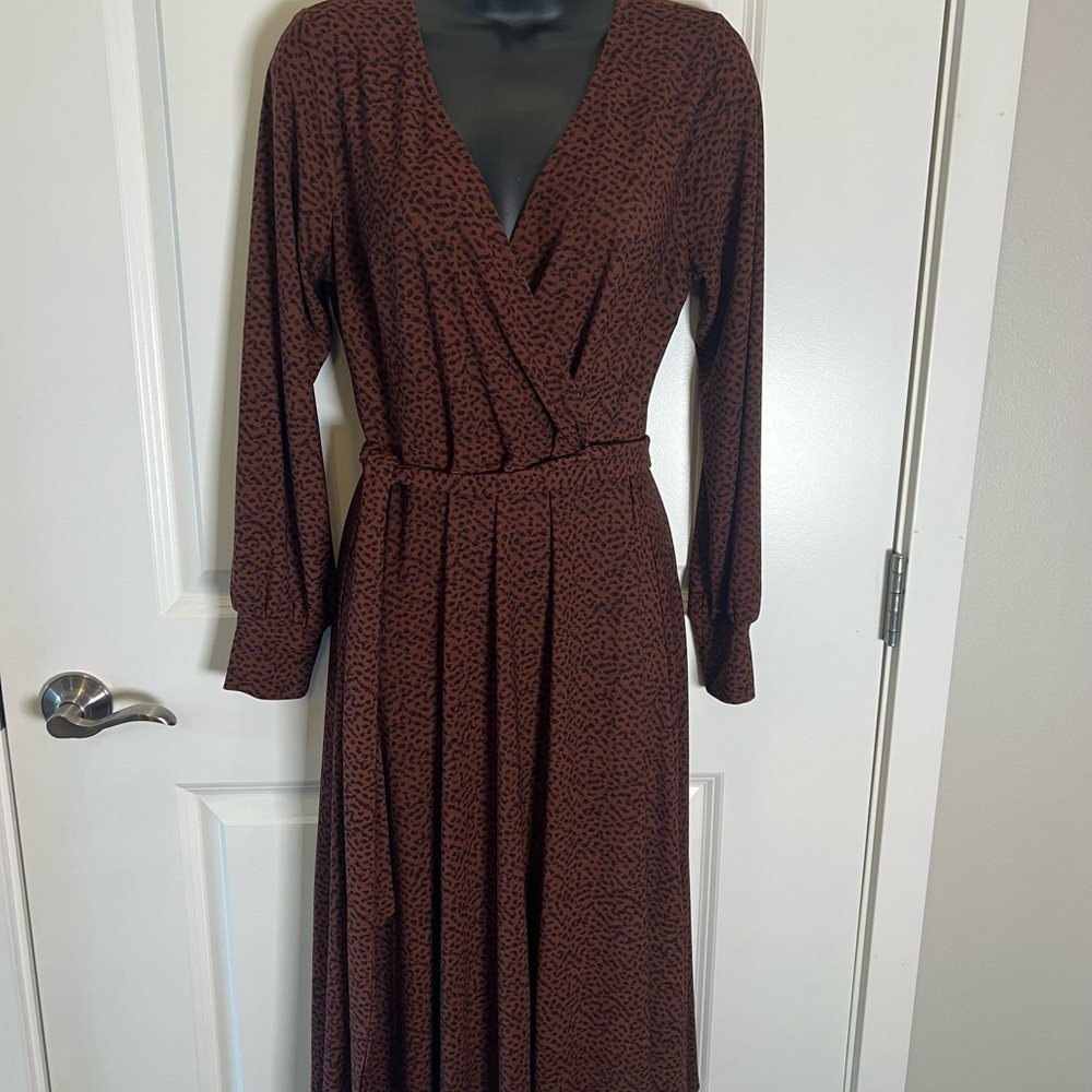 Elegant Brown Long Sleeve Dress